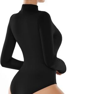 NWT ALGALAROUND Women's Mock Turtle Neck Long Sleeve Bodysuit Double Lined SZ LG